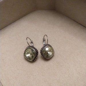 Green Halo Crystal Drop Earrings